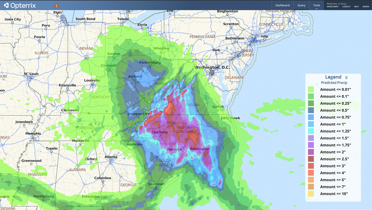 Stalled low expected to cause flooding along the Appalachians